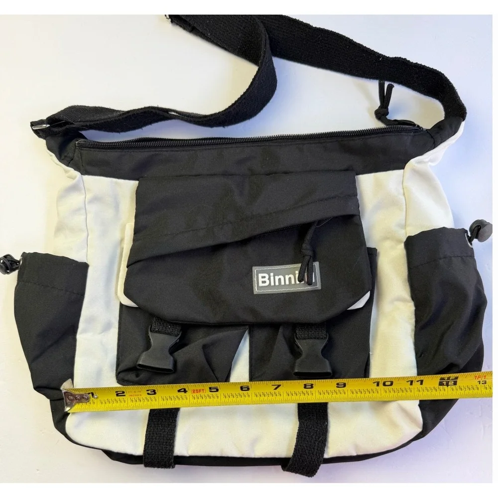 Binnilu Crossbody Bag Black White Utility Techwear Gorpcore Messenger Purse
